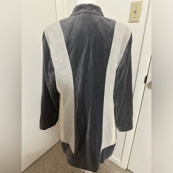 Chico’s Silver Treasure Artisan Duster Grey Lace Long Button Up Jacket S… - Picture 8 of 13